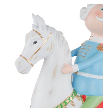 Soldatino Natalizio su Cavallo a Dondolo in Resina H.70 cm