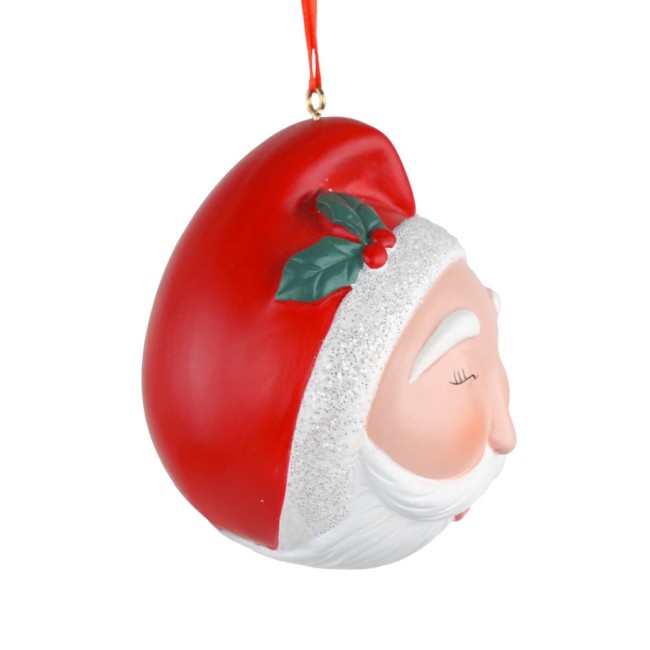 Babbo Natale con Occhiolino da Appendere in Resina D.8 cm