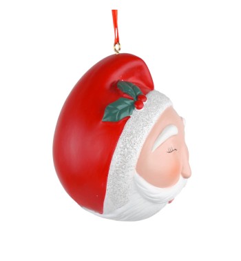 Babbo Natale con Occhiolino da Appendere in Resina D.8 cm