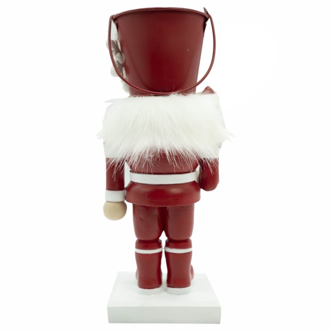 Schiaccianoci Natalizi in Resina con Cappello a Secchio in Latta H.24 cm