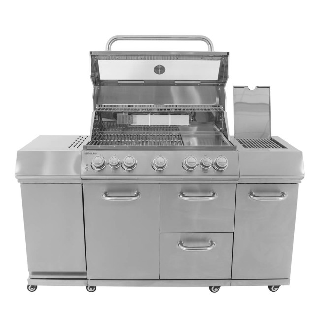 Barbecue a Gas 5 Fuochi con Fornello Laterale e Tavolo Estraibile - Lussemburgo