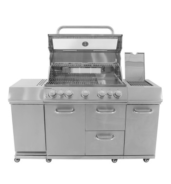 Barbecue a Gas 5 Fuochi con Fornello Laterale e Tavolo Estraibile - Lussemburgo