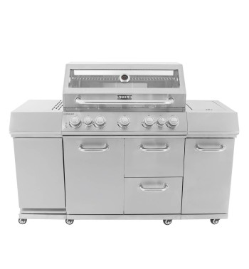 Barbecue a Gas 5 Fuochi con Fornello Laterale e Tavolo Estraibile - Lussemburgo