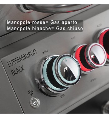 Barbecue a Gas 5 Fuochi con Fornello Laterale e Tavolo Estraibile - Lussemburgo Black