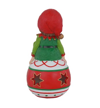 Elfo Natalizio su Sfera in Resina con Luci H.26 cm