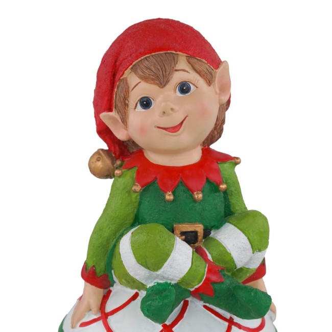Elfo Natalizio su Sfera in Resina con Luci H.26 cm