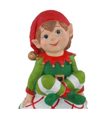 Elfo Natalizio su Sfera in Resina con Luci H.26 cm