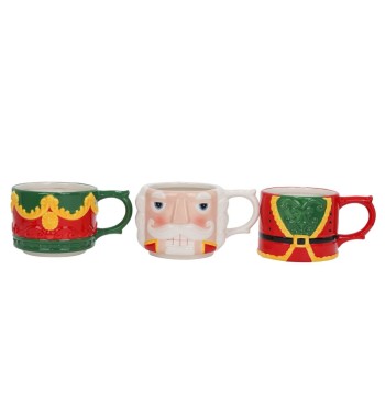 Set 3 Tazze Schiaccianoci di Natale in Ceramica H.8,7 cm