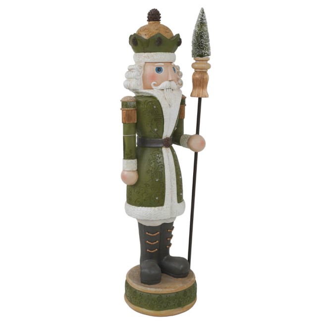 Schiaccianoci Natalizio Verde in Resina con Led – H. 92,5 cm