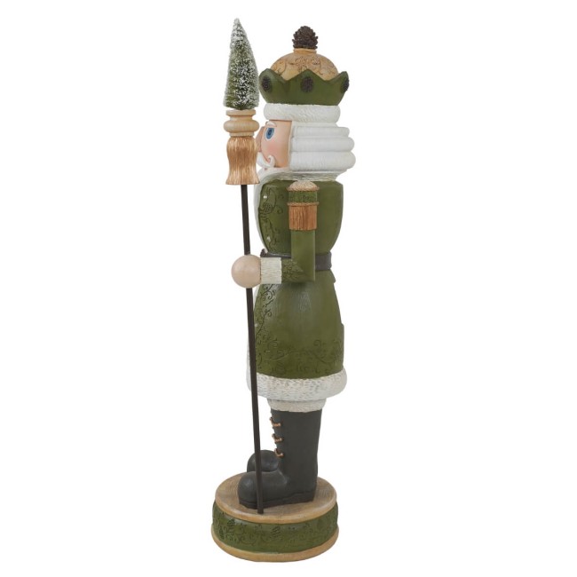 Schiaccianoci Natalizio Verde in Resina con Led – H. 92,5 cm