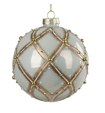 Palla Natalizia in Vetro Bianco e Oro D.10 cm