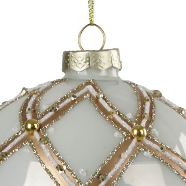 Palla Natalizia in Vetro Bianco e Oro D.10 cm