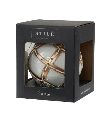 Palla Natalizia in Vetro Bianco e Oro D.10 cm