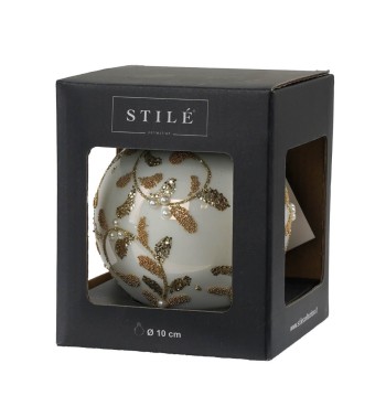 Palla Natalizia in Vetro Bianco e Oro D.10 cm
