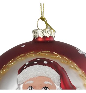 Palla Natalizia Decorata in Vetro con Babbo Natale