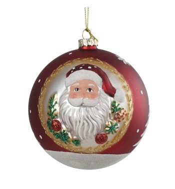 Palla Natalizia Decorata in Vetro con Babbo Natale