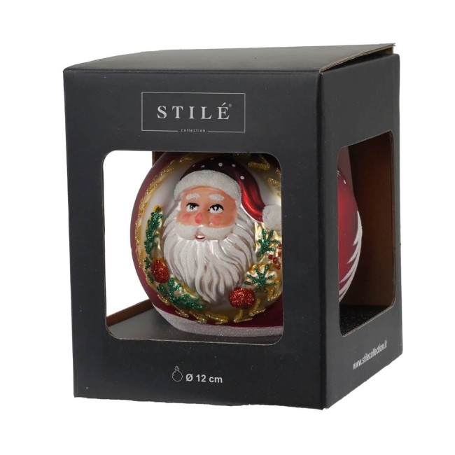 Palla Natalizia Decorata in Vetro con Babbo Natale