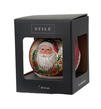 Palla Natalizia Decorata in Vetro con Babbo Natale