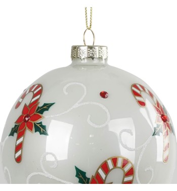 Palla Natalizia in Vetro con Bastoncini di Zucchero - 3 Misure