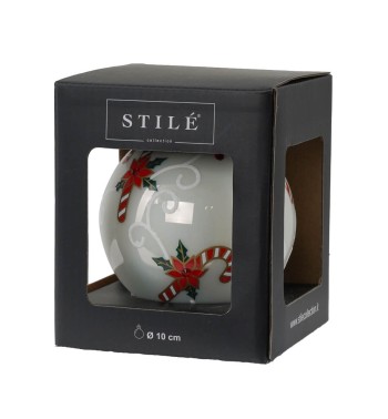 Palla Natalizia in Vetro con Bastoncini di Zucchero - 3 Misure