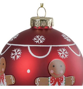 Palla Natalizia in Vetro con Omino Pan di Zenzero – 3 Misure