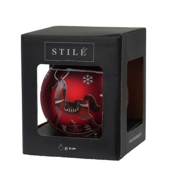 Palla di Natale in Vetro con Cavalluccio a Dondolo – 3 Misure