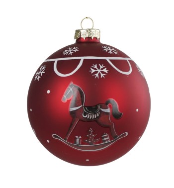 Palla di Natale in Vetro con Cavalluccio a Dondolo – 3 Misure