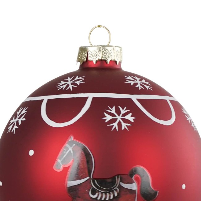 Palla di Natale in Vetro con Cavalluccio a Dondolo – 3 Misure