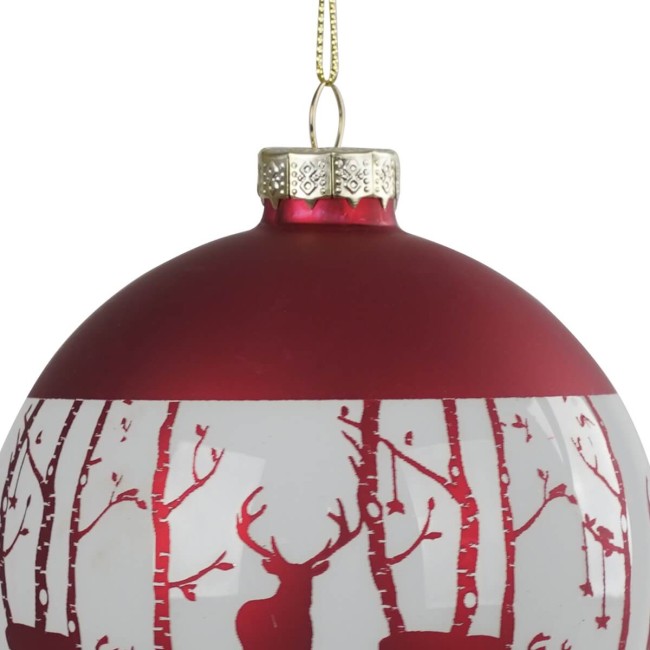 Palla di Natale in Vetro Decorata con Renne - 2 Misure