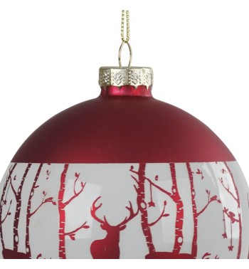 Palla di Natale in Vetro Decorata con Renne - 2 Misure