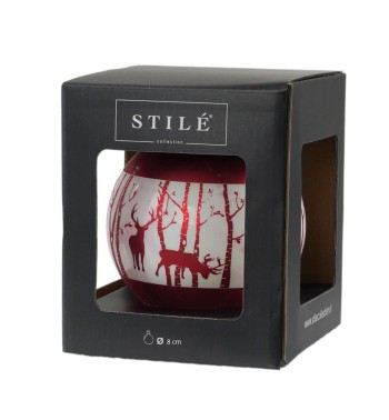 Palla di Natale in Vetro Decorata con Renne - 2 Misure