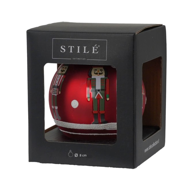 Palla Natalizia in Vetro con Schiaccianoci – 3 Misure