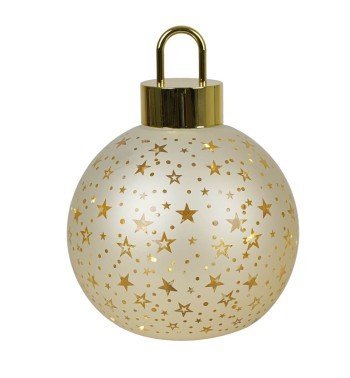 Sfera Natalizia Luminosa in Vetro con Stelle D.15 cm - 2 Colori