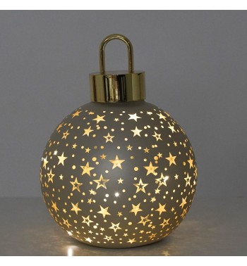 Sfera Natalizia Luminosa in Vetro con Stelle D.15 cm - 2 Colori