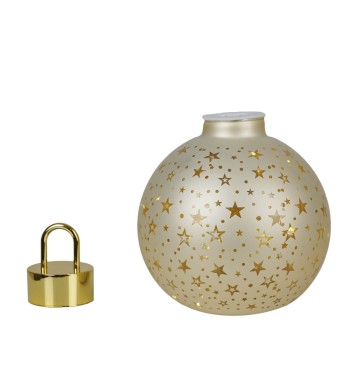 Sfera Natalizia Luminosa in Vetro con Stelle D.15 cm - 2 Colori