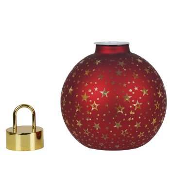 Sfera Natalizia Luminosa in Vetro con Stelle D.15 cm - 2 Colori