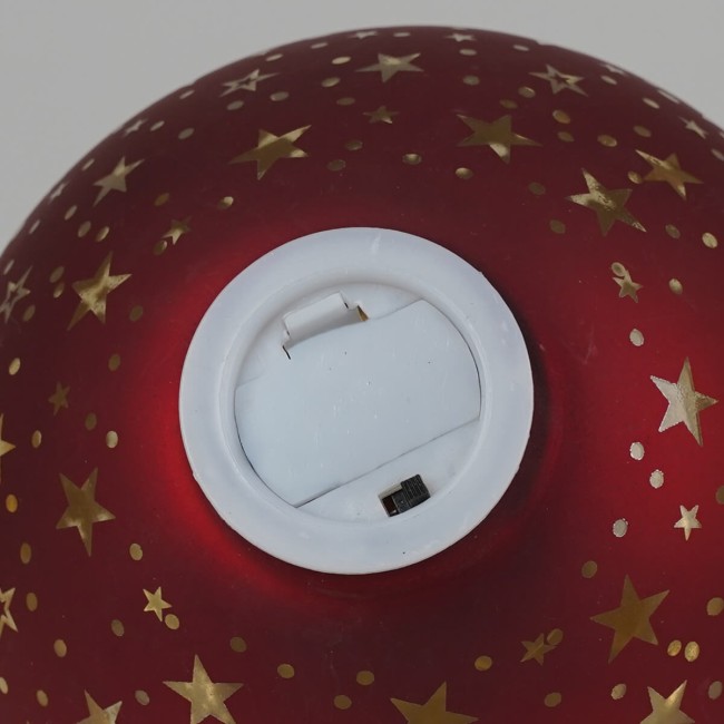 Sfera Natalizia Luminosa in Vetro con Stelle D.15 cm - 2 Colori