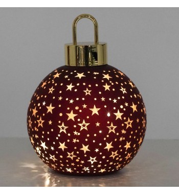 Sfera Natalizia Luminosa in Vetro con Stelle D.15 cm - 2 Colori