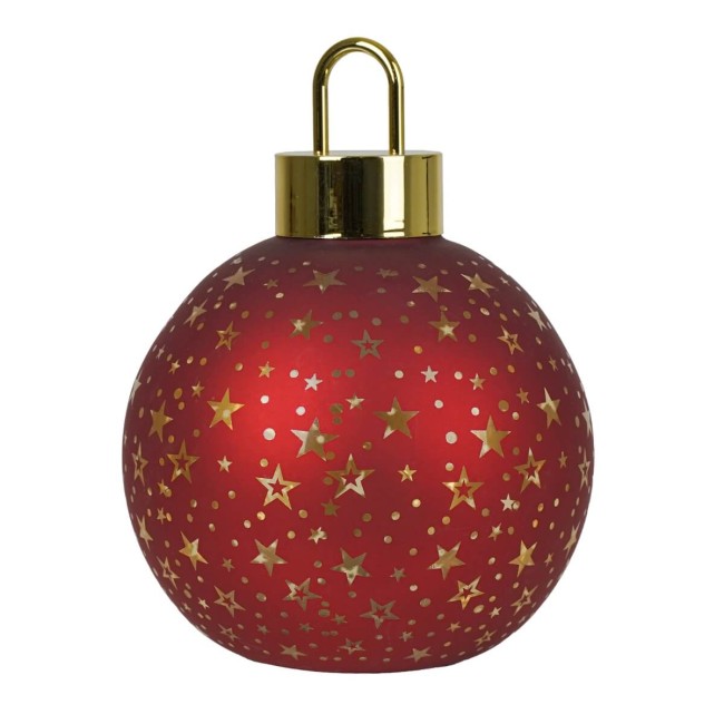 Sfera Natalizia Luminosa in Vetro con Stelle D.15 cm - 2 Colori