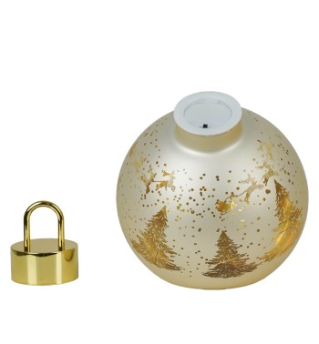 Sfera Natalizia Luminosa in Vetro con Decorazioni Dorate D.15 cm, 2 Colori