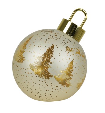 Sfera Natalizia Luminosa in Vetro con Decorazioni Dorate D.15 cm, 2 Colori