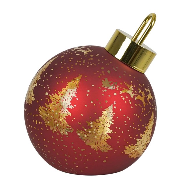 Sfera Natalizia Luminosa in Vetro con Decorazioni Dorate D.15 cm, 2 Colori