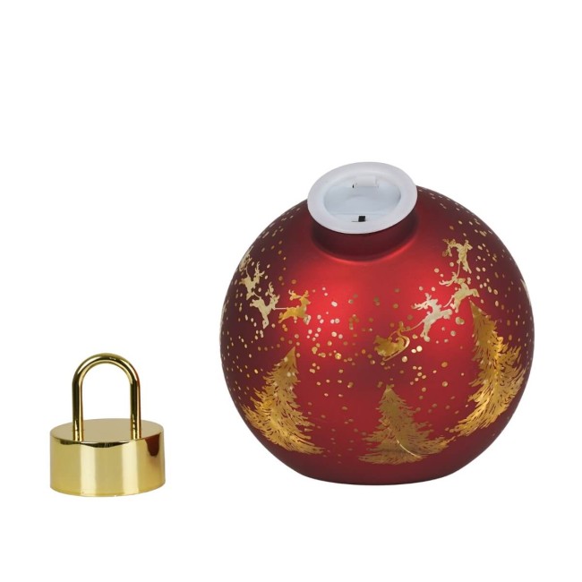 Sfera Natalizia Luminosa in Vetro con Decorazioni Dorate D.15 cm, 2 Colori