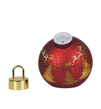 Sfera Natalizia Luminosa in Vetro con Decorazioni Dorate D.15 cm, 2 Colori