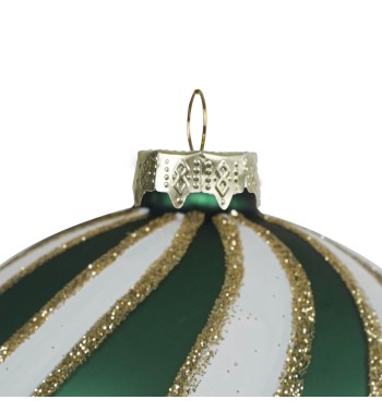 Pallina di Natale Verde in Vetro Decorata 2 Misure