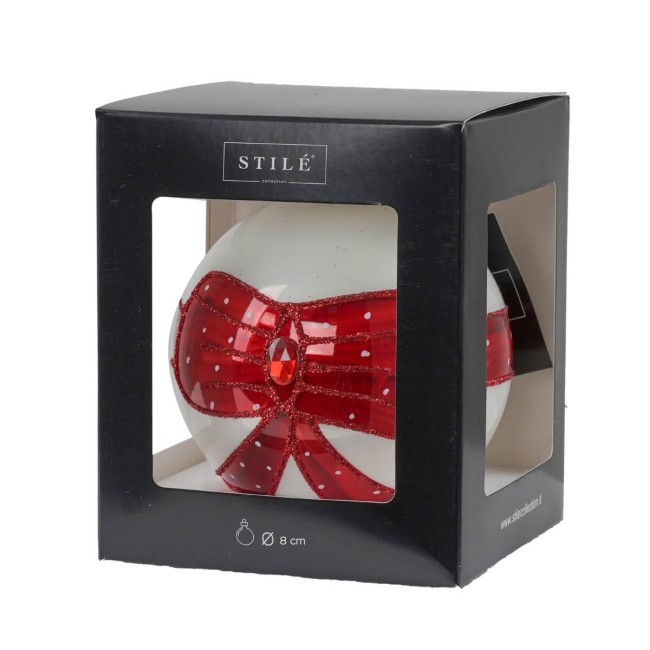 Pallina di Natale in Vetro con Fiocco 2 Misure