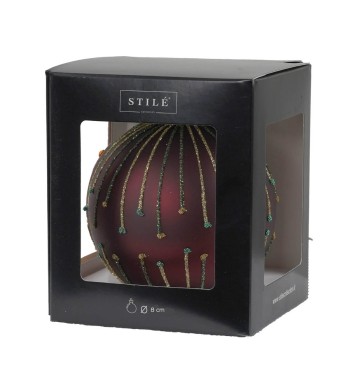 Pallina di Natale in Vetro Bordeaux 2 Misure