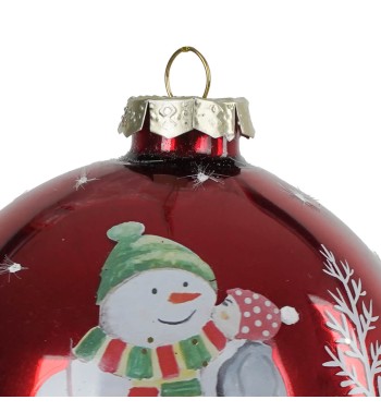 Pallina di Natale in Vetro con Pupazzo di Neve 2 Misure