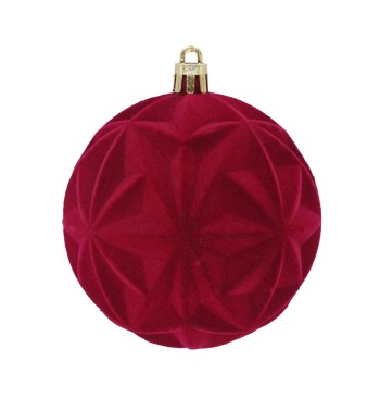 Palle di Natale in Plastica e Velluto D.8 cm Conf. da 6 Pz