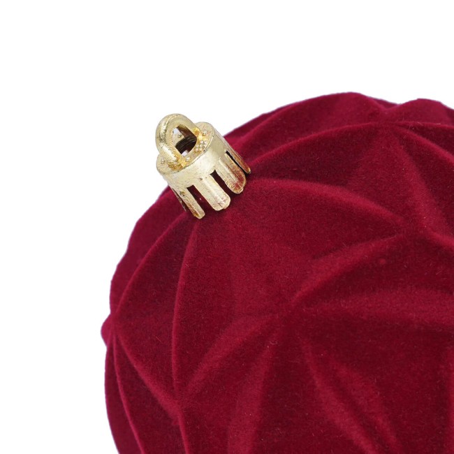 Palle di Natale in Plastica e Velluto D.8 cm Conf. da 6 Pz